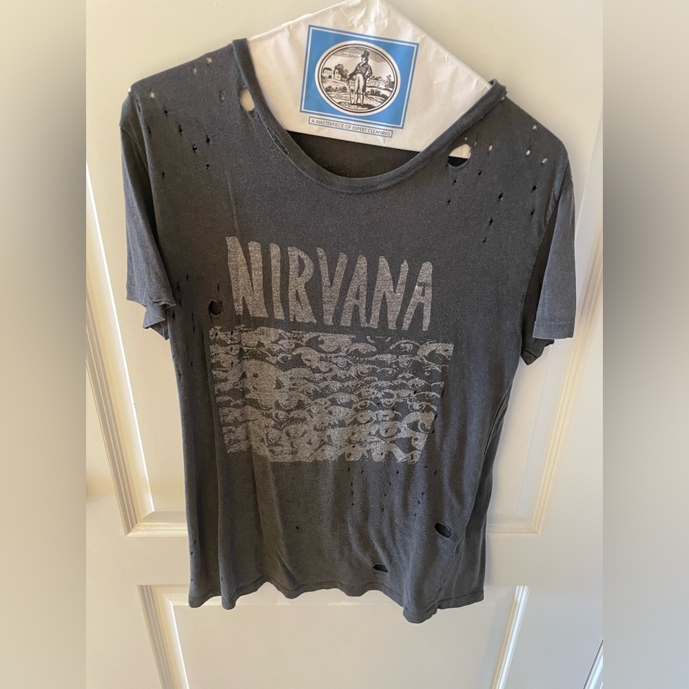 Brandy Melville Faded Gray Distressed Nirvana Tee